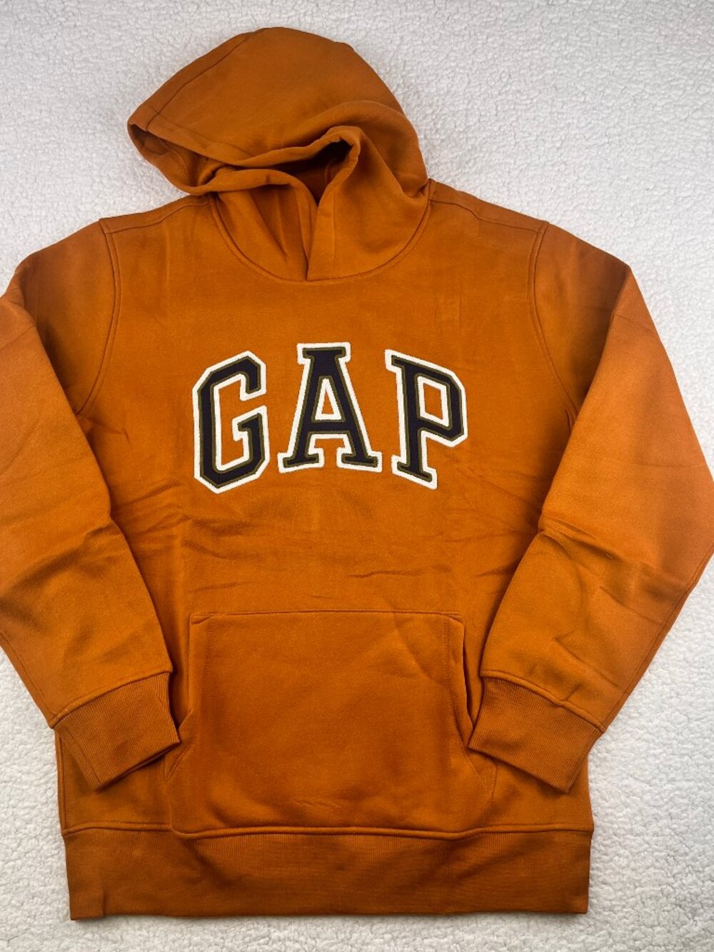 GAP Pullover Hoodie Womens Large Orange Long Sleeve Fleece Logo Crew Neck NWT